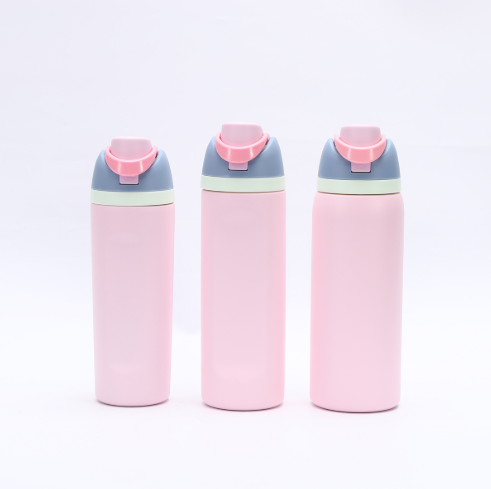 Insulated Stainless Steel Water Bottle with Straw,Pink color blocking & 24 oz, BPA-Free, for Travel, Sports, Outdoors - Image 2