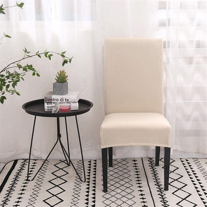 Dining Room Chair Covers, Stretchy Washable Removable Set of 6 Beige Seat Protectors Compatible with Hotel Chairs - Image 4