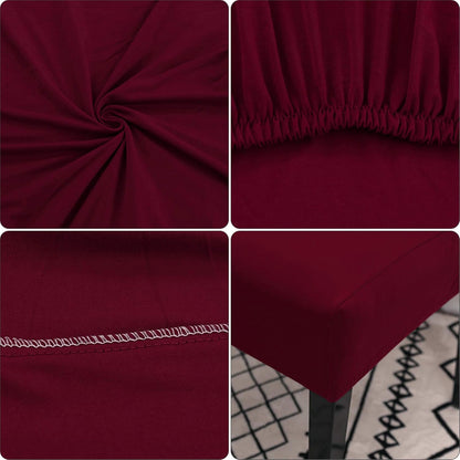 Stretch Washable Chair Covers Set of 4 Wine Red Removable Slipcovers for Hotel Decoration - Image 5