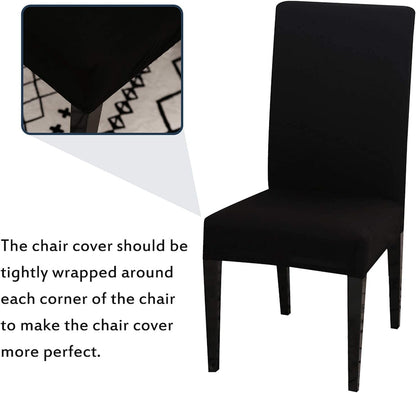 Dining Room Chair Covers Stretchy Washable Set of 6 Black Seat Covers for Hotels Removable Decorative Covers - Image 3