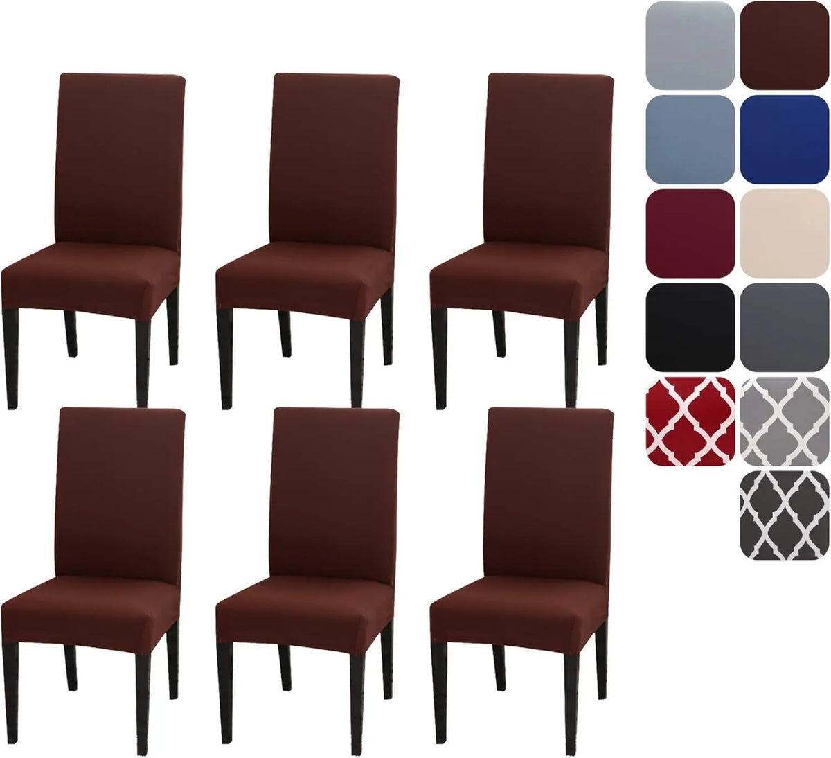 Set of 4 or 6 Chair Covers, Stretchy, Removable, Washable Chair Covers, Decorative Protectors for Hotel, Cafe -tfrf coffee 6pcs