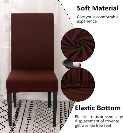 Set of 4 or 6 Chair Covers, Stretchy, Removable, Washable Chair Covers, Decorative Protectors for Hotel, Cafe -tfrf coffee 6pcs - Image 2