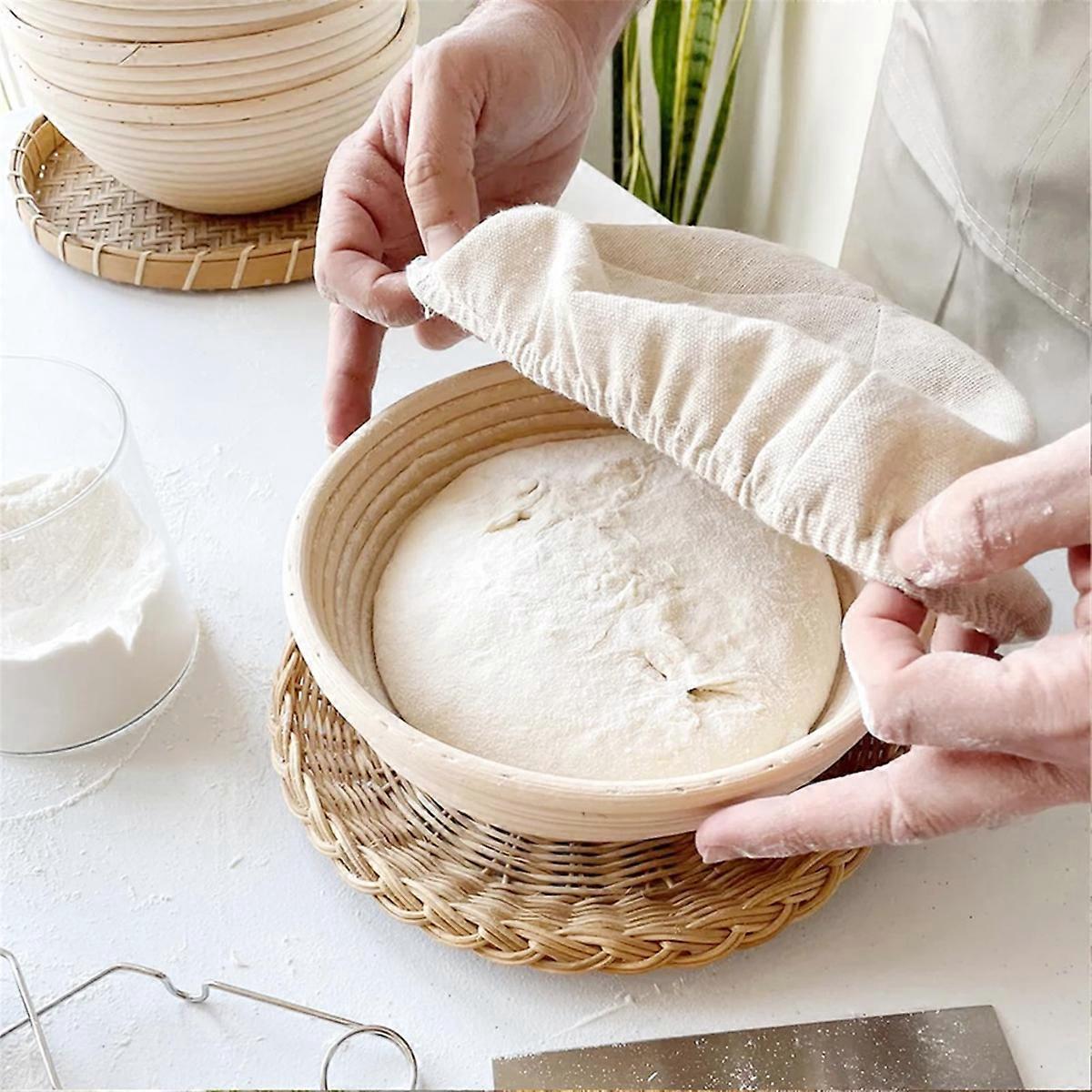 Round Handmade Rattan Bread Proofing Basket 23x8cm Compatible with Artisan Baking - Image 5