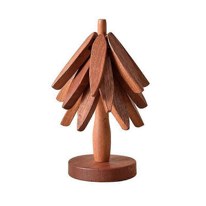 Tree Shape Wooden Coasters Set of 2, Wooden Insulation Mat - Image 5