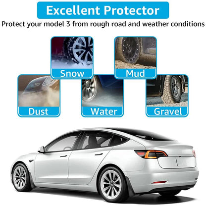 Tesla Model 3 Mud Guards Set of 4 Front and Rear Fenders White Compatible with Tesla - Image 4