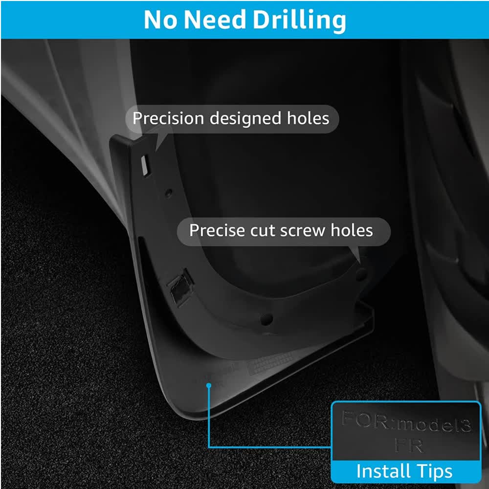 Tesla Model 3 Mud Guards Set of 4 Front and Rear Fenders White Compatible with Tesla - Image 6