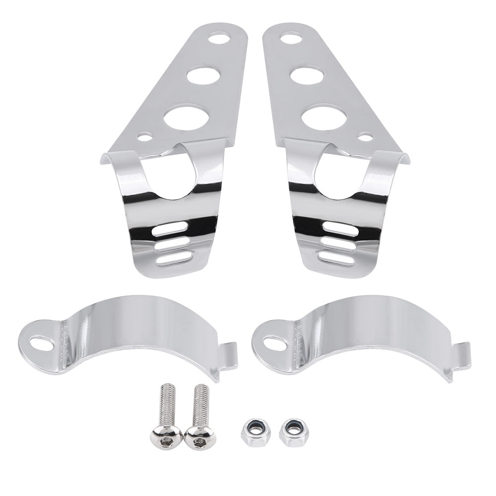 Motorcycle Headlight Mount Bracket Fork Tube Clamp Kit 35-43mm Chrome for Chopper Cafe Racer - Image 2