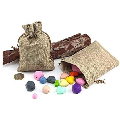 30pcs Drawstring Linen Bags, Linen Packaging Bags, Yellow Jute Gift Bags Jewelry Bags 10*15CM-tfrf - Image 4