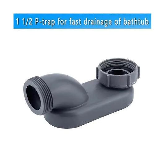 Low Profile 1 1/2 P-Trap Flexible Bathtub Shower Drain Pipe Flat P-Trap Freestanding Bathtub Drain For Bath Tub Drain Gray - Image 3