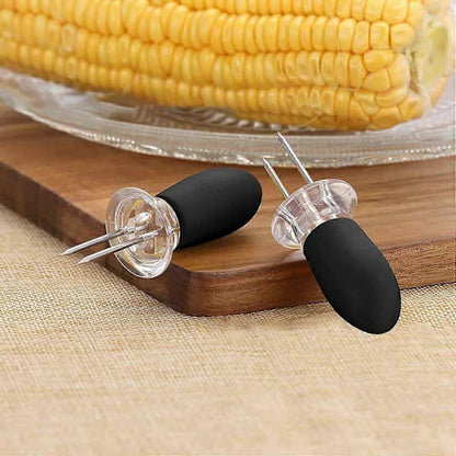 Stainless Steel Corn Forks 8 pcs Small Round Head Black Corn Rack Compatible with Grill Utensils - Image 3