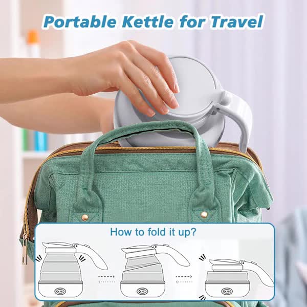 Foldable Electric Travel Kettle with Detachable Cord Silicone Collapsible Kettle - Image 3