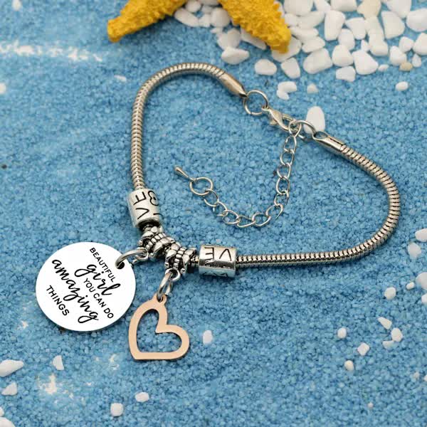 Girls Inspirational Charm Bracelet Gift for Women and Girls Pendant Bracelet You Can Do Amazing Things - Image 3