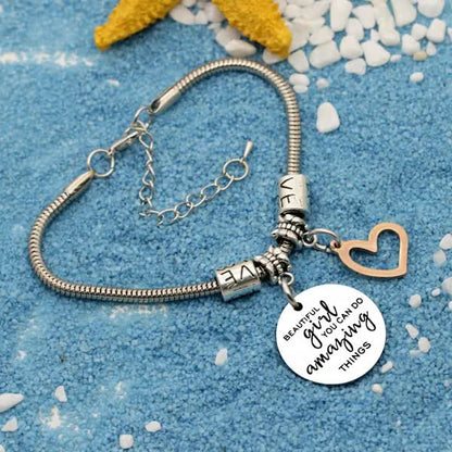 Girls Inspirational Charm Bracelet Gift for Women and Girls Pendant Bracelet You Can Do Amazing Things - Image 4