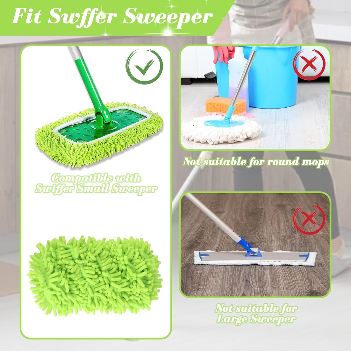 Microfiber Mop Refill Cloths for Swiffer Sweeper and Steam Mops, Reusable Washable Pads for Tile Floors - Image 4