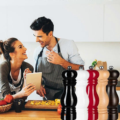 Wooden Pepper Mill Salt and Pepper Shaker with Adjustable Ceramic Rotor 2pcs Red - Image 5