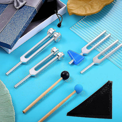 Tuning Forks Set 4 Pack 128Hz 256Hz 512Hz 528Hz with Hammer for Sound Healing Vibration Therapy - Image 3