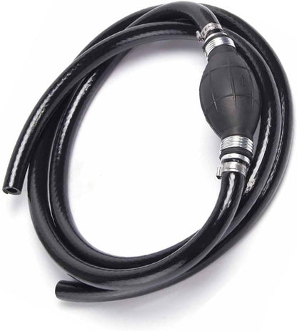 Fuel Line Hose for Outboard, Nylon Braid 5/16 Inch Fuel Line Hose with Hand Pump Bulb, 6 FT Long Boat RVs Tractor Fuel Line Assembly