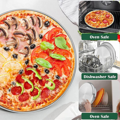 Stainless Steel Pizza Pan Round Pizza Tray, Round Pizza Plate For Pie Cookie Pizza Cake, Non Toxic & Heavy Duty, Brushed Finish & Easy Clean & Diameter 11.8 Inch - Image 4