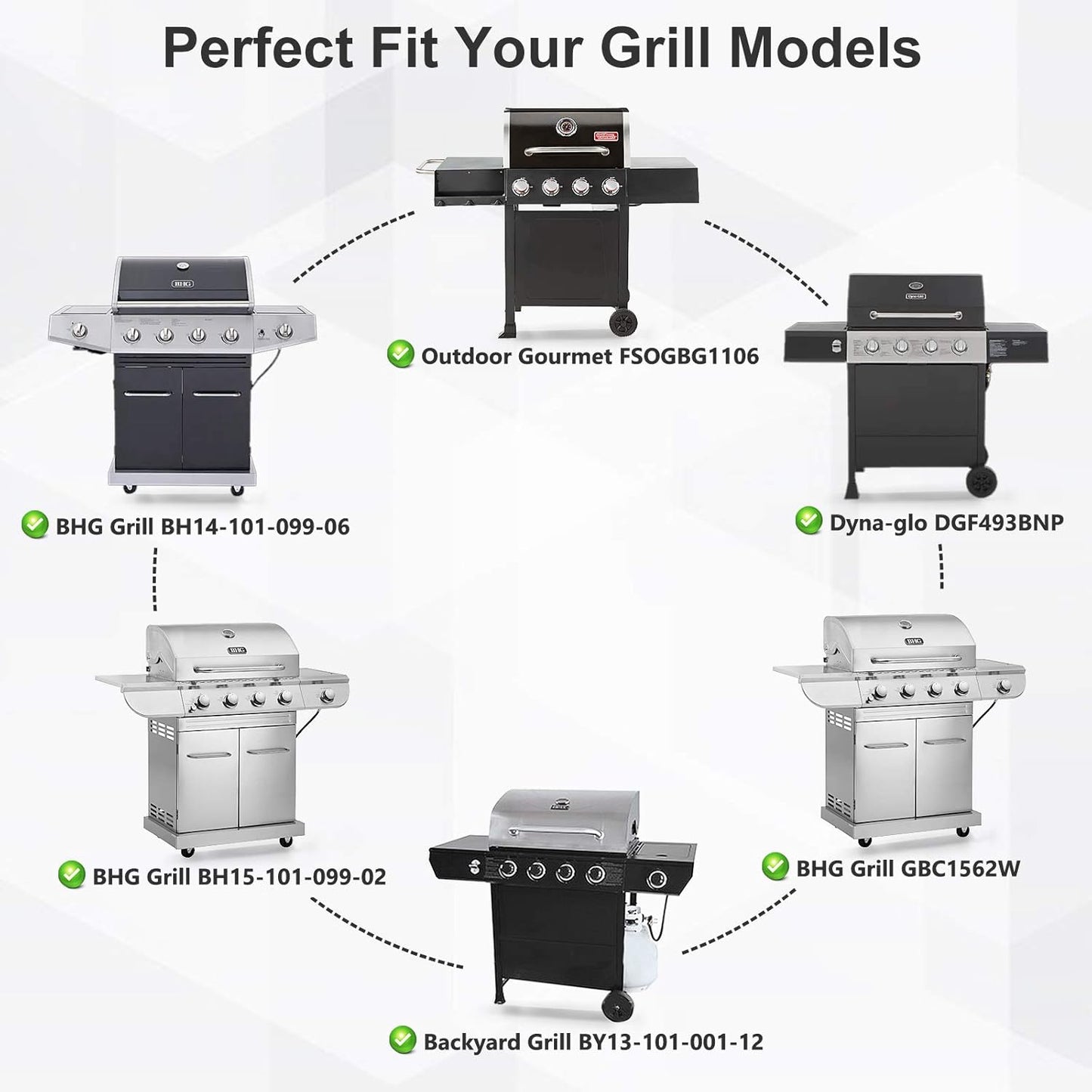 Heat Tents for Dynaglo Dyna-Glo DGF493BNP, Backyard Grill BY13-101-001-12 BY14-101-001-02, BHG BH13-101-099-01 BH15-101-099-02 GBC1562W Grills, 4-Pack Heat Plates Heat Shields - Image 2