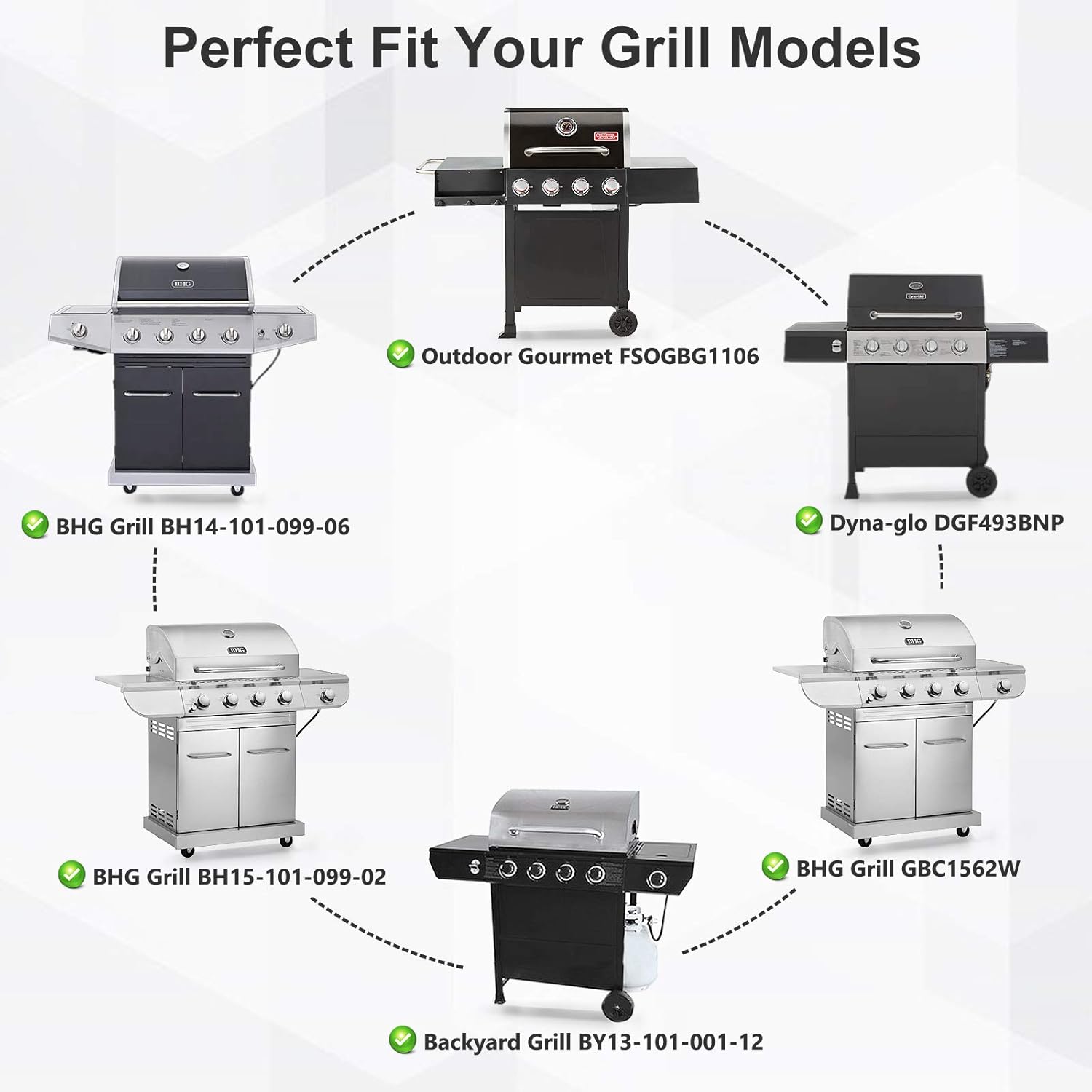 Heat Tents for Dynaglo Dyna-Glo DGF493BNP, Backyard Grill BY13-101-001-12 BY14-101-001-02, BHG BH13-101-099-01 BH15-101-099-02 GBC1562W Grills, 4-Pack Heat Plates Heat Shields - Image 2
