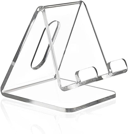 Fancial Acrylic Cell Phone Stand, Portable Phone Holder, Clear Phone Stand for Desk, Compatible with iPhone 15 14 13 12 Pro Max Mini 11 Xr Plus SE, Android Smartphone, Pad, Tablet, Desk Accessories