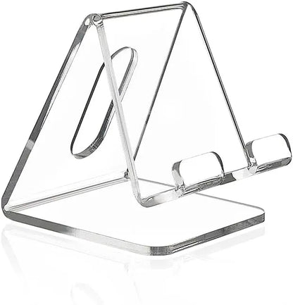 Fancial Acrylic Cell Phone Stand, Portable Phone Holder, Clear Phone Stand for Desk, Compatible with iPhone 15 14 13 12 Pro Max Mini 11 Xr Plus SE, Android Smartphone, Pad, Tablet, Desk Accessories