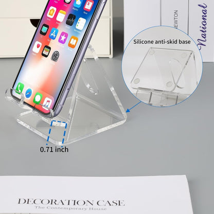 Fancial Acrylic Cell Phone Stand, Portable Phone Holder, Clear Phone Stand for Desk, Compatible with iPhone 15 14 13 12 Pro Max Mini 11 Xr Plus SE, Android Smartphone, Pad, Tablet, Desk Accessories - Image 2