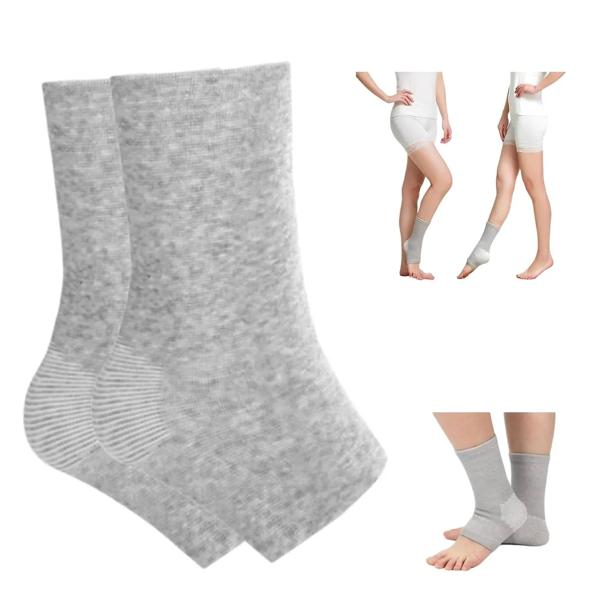 Bamboo Compression Socks, Bamboo Anti Fatigue Socks, Neuropathy Pain Relief At Bedtime,Ankle Swelling, for Sport Arthritis Pain Relief, Promote Blood Circulation, One Size Tall, Grey