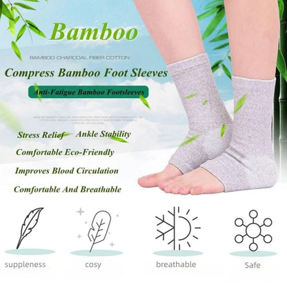 Bamboo Compression Socks, Bamboo Anti Fatigue Socks, Neuropathy Pain Relief At Bedtime,Ankle Swelling, for Sport Arthritis Pain Relief, Promote Blood Circulation, One Size Tall, Grey - Image 2
