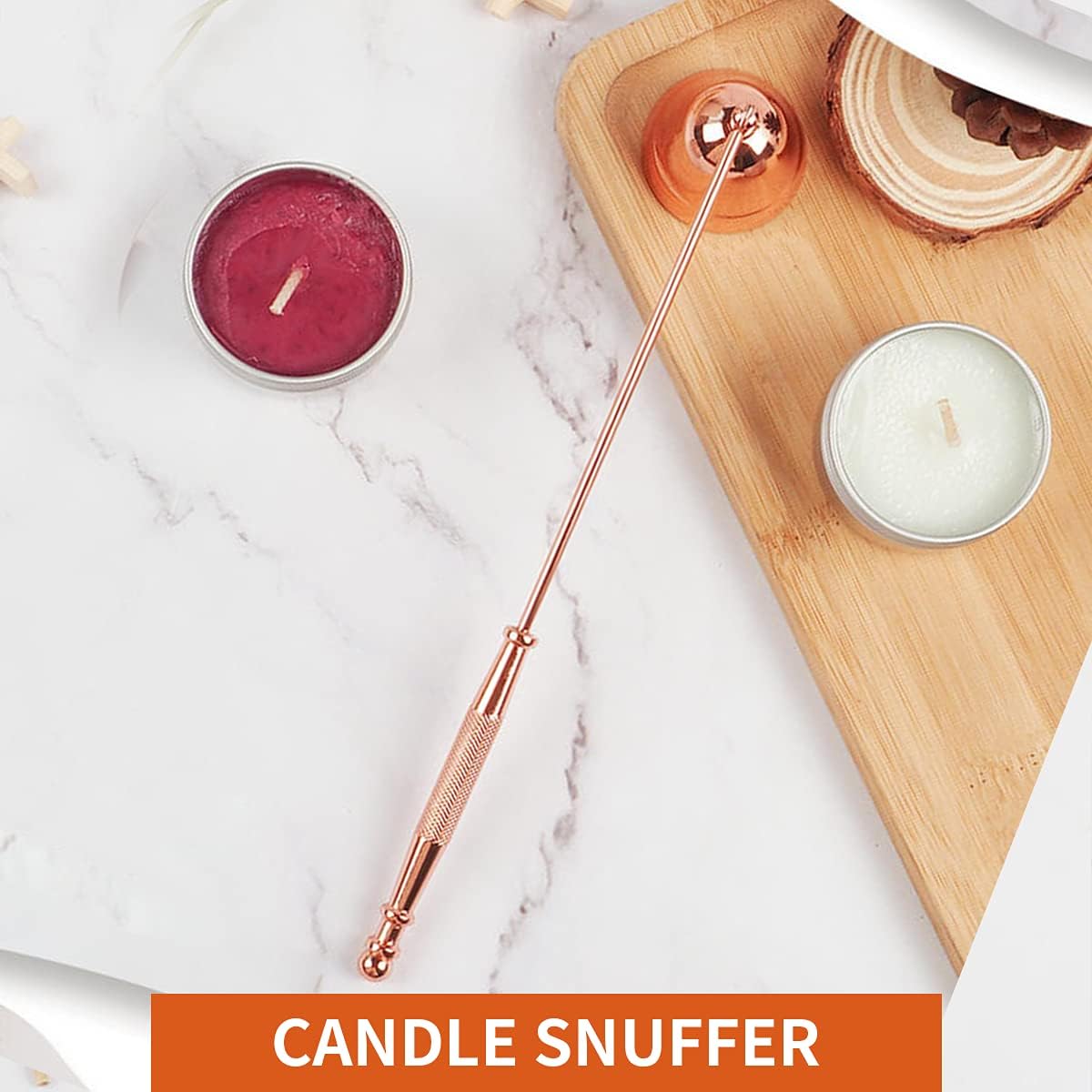 Candle Accessory Set 4 in 1, Wick Trimmer, Cutter, Snuffer Kit, Dipper for Scented Lover, Care Tools, Christmas Thanksgiving Gift, Ideal Gift(Rose Gold) - Image 4