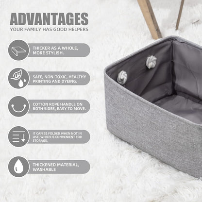 Organizing Fabric Storage Basket Box for Shelves, Nursery, Decorative Baskets(Solid Grey-2 Pack, Small-12.2 * 8.3 * 5.1inches) - Image 4