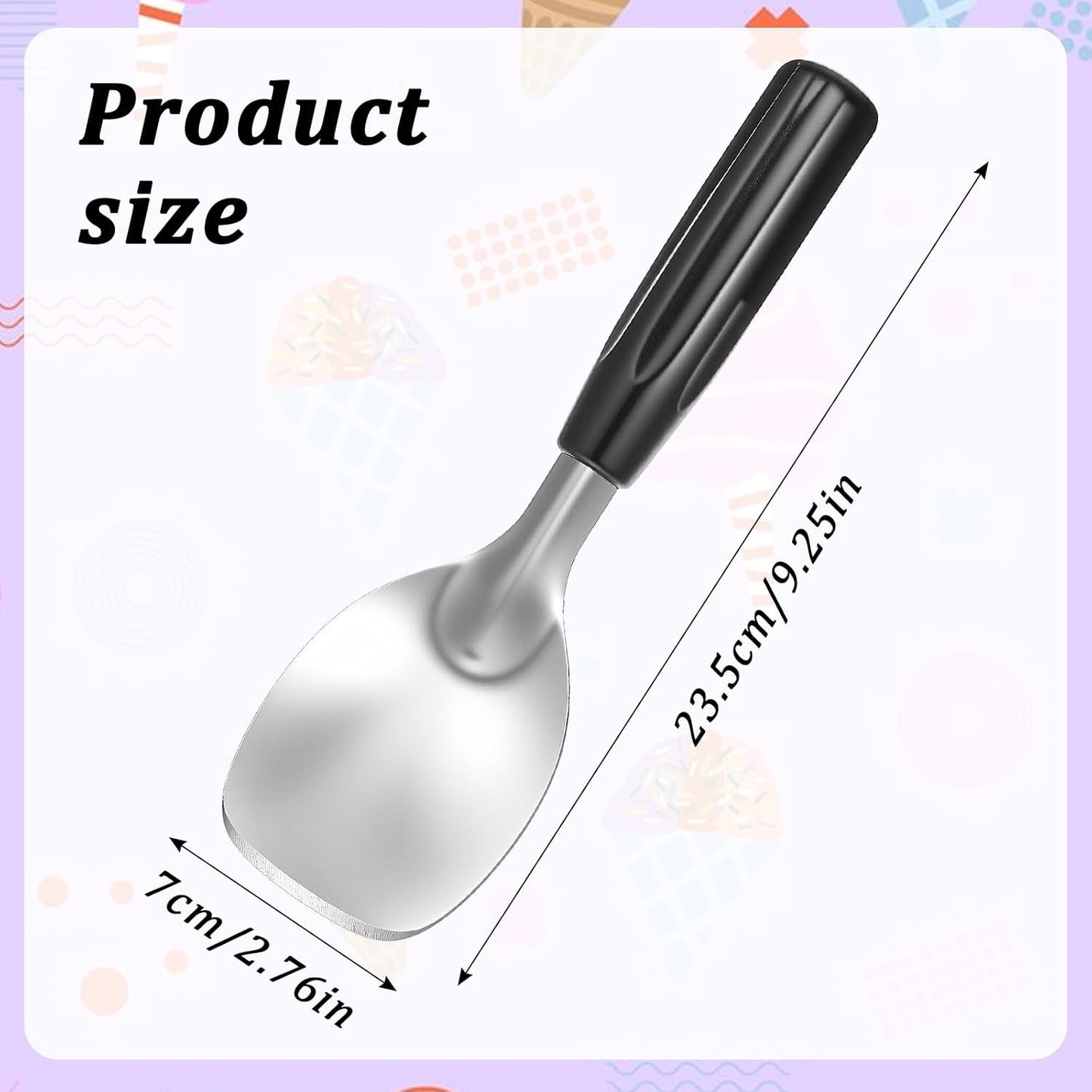 Ice Cream Spade Heavy Duty Stainless Steel Flat Ice Cream Scoop Paddle Non-Slip Handle Dishwasher Safe Flat Icecream Scooper For Hard Or Creamy Dessert Butter Hard Frozen Treats - Image 2