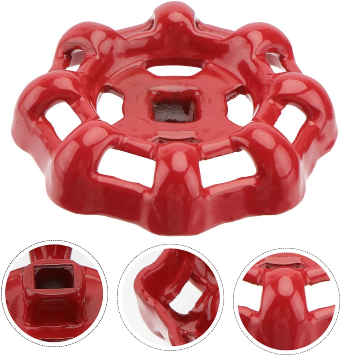 1set Gate Valve Handle Door Handles Gate Wheel Outdoor Faucet Handle Shower Faucet Handle Shutoff Handle Fitting Shower Knob Replacement Water Spigot Handle Cast Iron Red 2pcs - Image 2