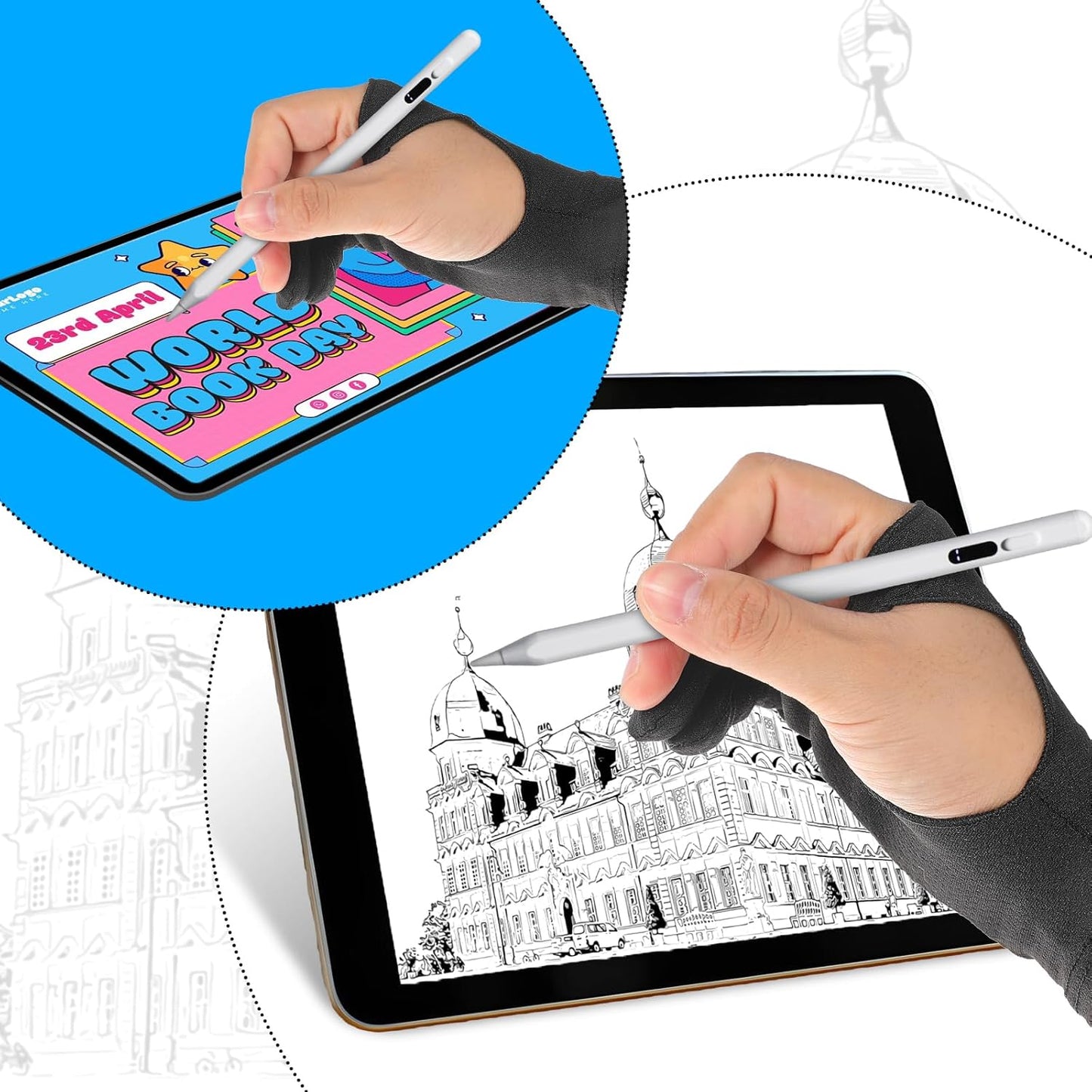 Artist Drawing Glove Digital Art Glove for Sketching Drawing Gloves for Tablet Paper Coloring Stylus Pen - Image 4