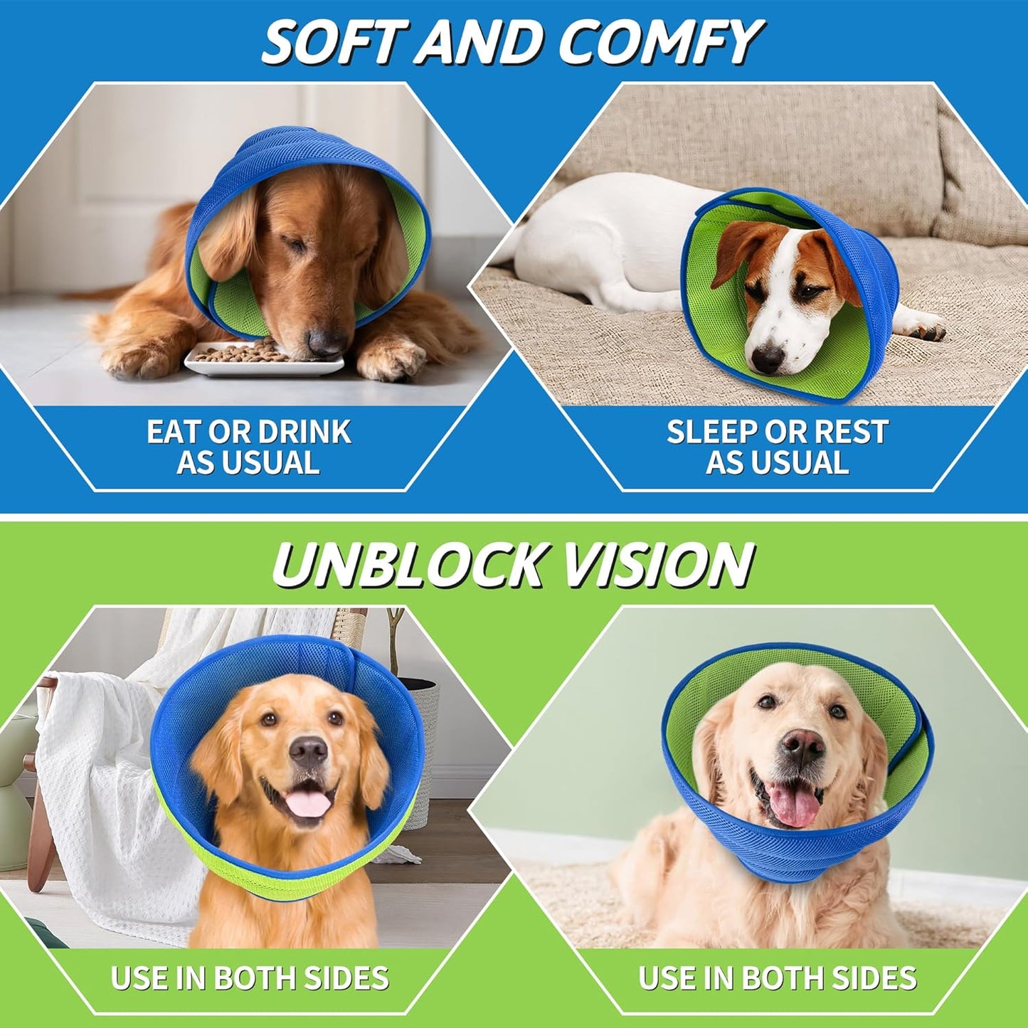 Soft Dog Cone for Dogs After Surgery, Breathable Dog Cones for Large Medium Small Dogs and Cats Anti-Lick Protective Wound,Adjustable Dog Recovery Cone Collar, Elizabethan Collar for Pet (M) - Image 4