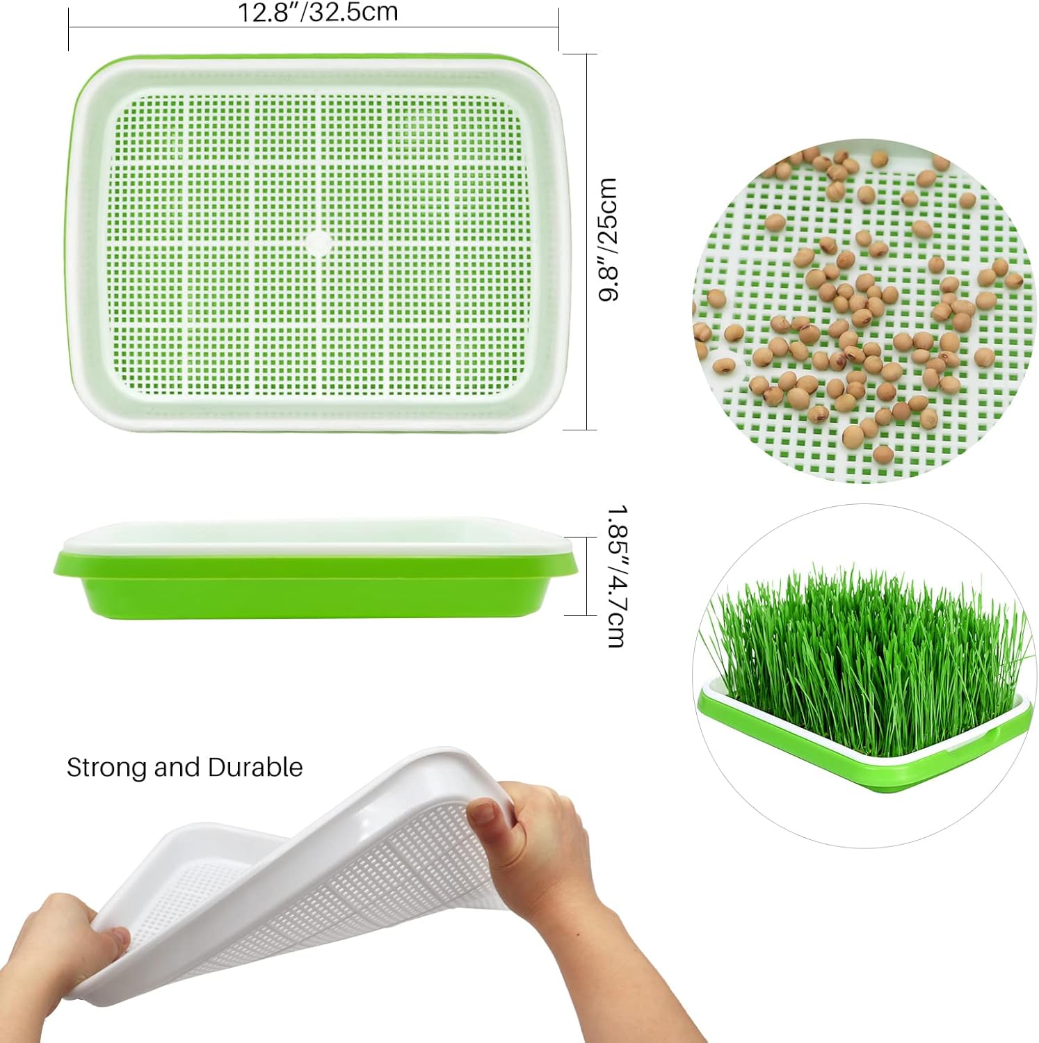 8-Pack Seed Sprouter Tray Microgreens Growing Trays BPA Free Seed Germination Propagation Soil-Free Wheatgrass Bean Nursery Tray with Planting Paper for Indoors or Outdoors - Image 2