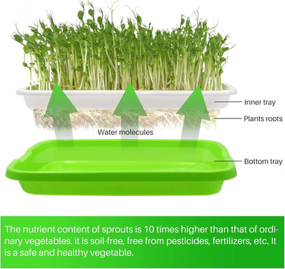 8-Pack Seed Sprouter Tray Microgreens Growing Trays BPA Free Seed Germination Propagation Soil-Free Wheatgrass Bean Nursery Tray with Planting Paper for Indoors or Outdoors - Image 3
