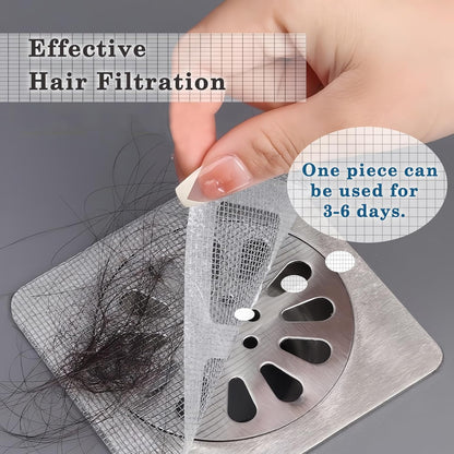 Disposable Hair Drain Stickers, 4" X 4"Disposable Shower Floor Drain Sticker, Disposable mesh Cover Sewer Filter Screen for Bathroom, Laundry,Sink,Tub,and Kitchen (30pcs) - Image 2