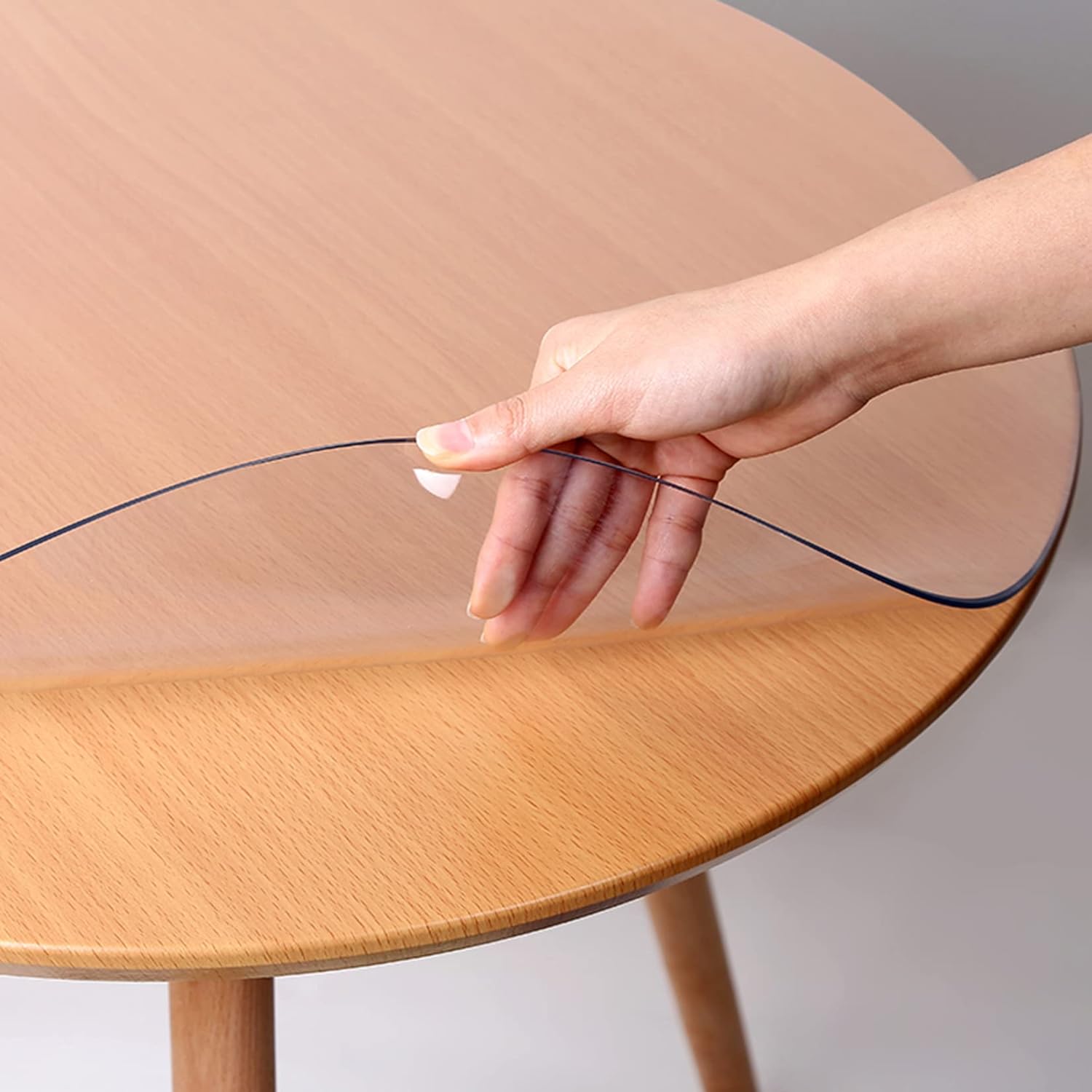 Indoor Outdoor Heavy Duty Premium Clear Transparent Round Fitted PVC Tablecloth, Round Waterproof Table Cover,Wipeable,Clear Plastic Tablecloth Protector (1.5mm,Dia.20in/50cm) - Image 2