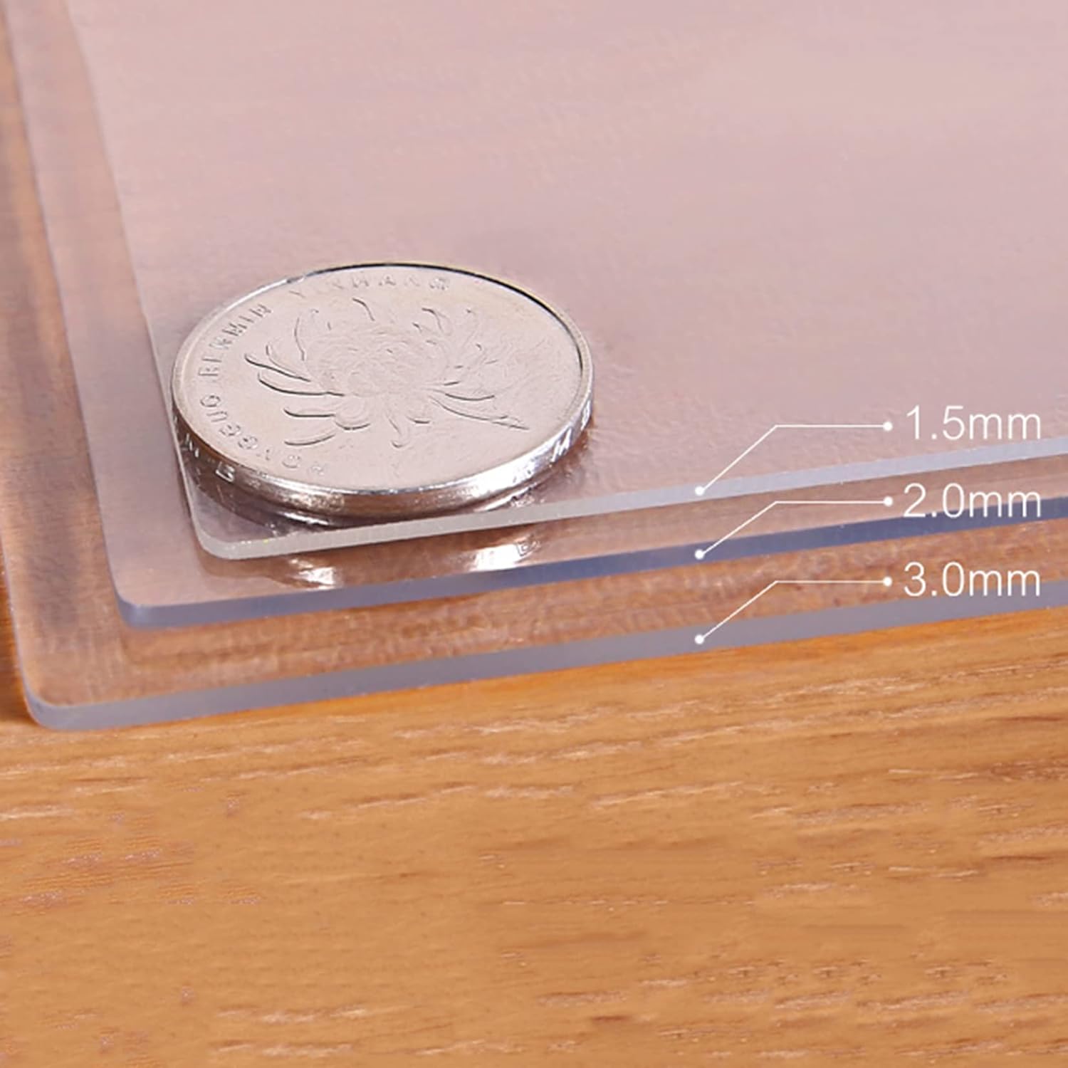 Indoor Outdoor Heavy Duty Premium Clear Transparent Round Fitted PVC Tablecloth, Round Waterproof Table Cover,Wipeable,Clear Plastic Tablecloth Protector (1.5mm,Dia.20in/50cm) - Image 3