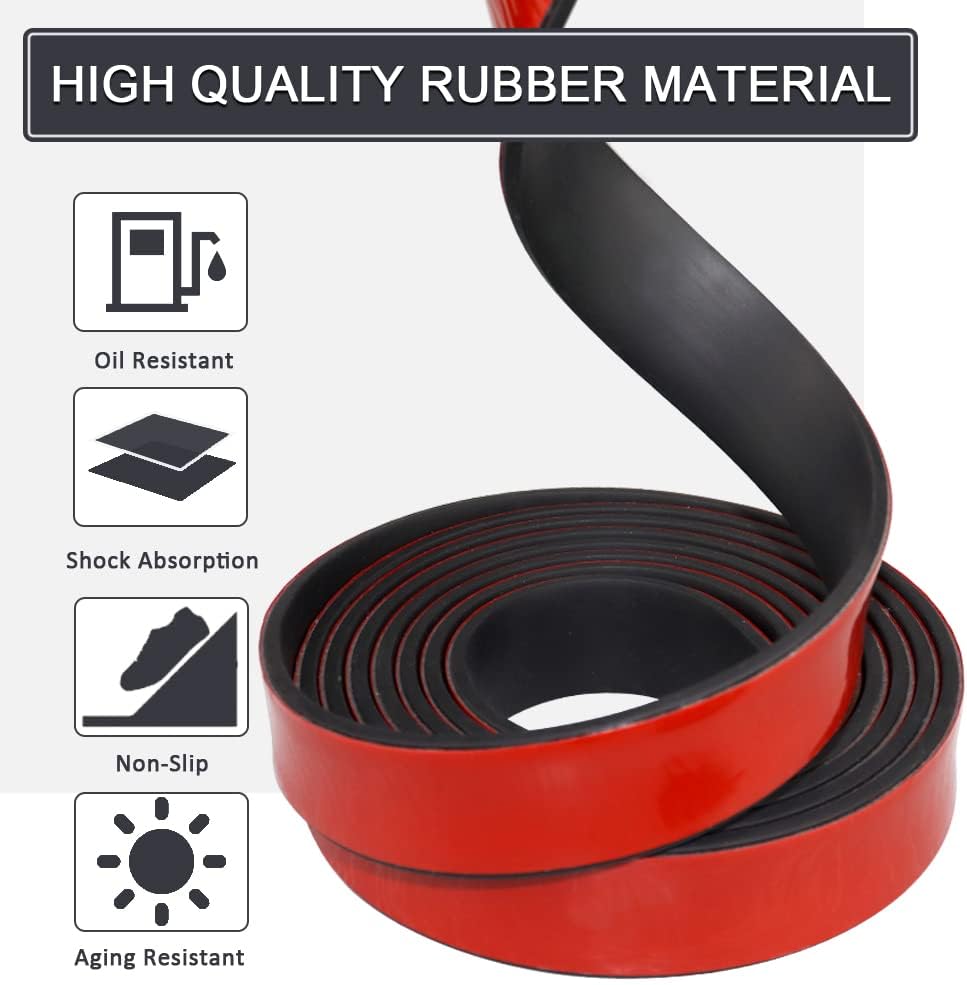 Adhesive Rubber Strips with Adhesive Backing Self Stick Neoprene Solid Rubber Sheets Rolls Strips for Gaskets Pads Seals Crafts Protection (1" Wide x 1/8" Thick x 10' Long) - Image 2