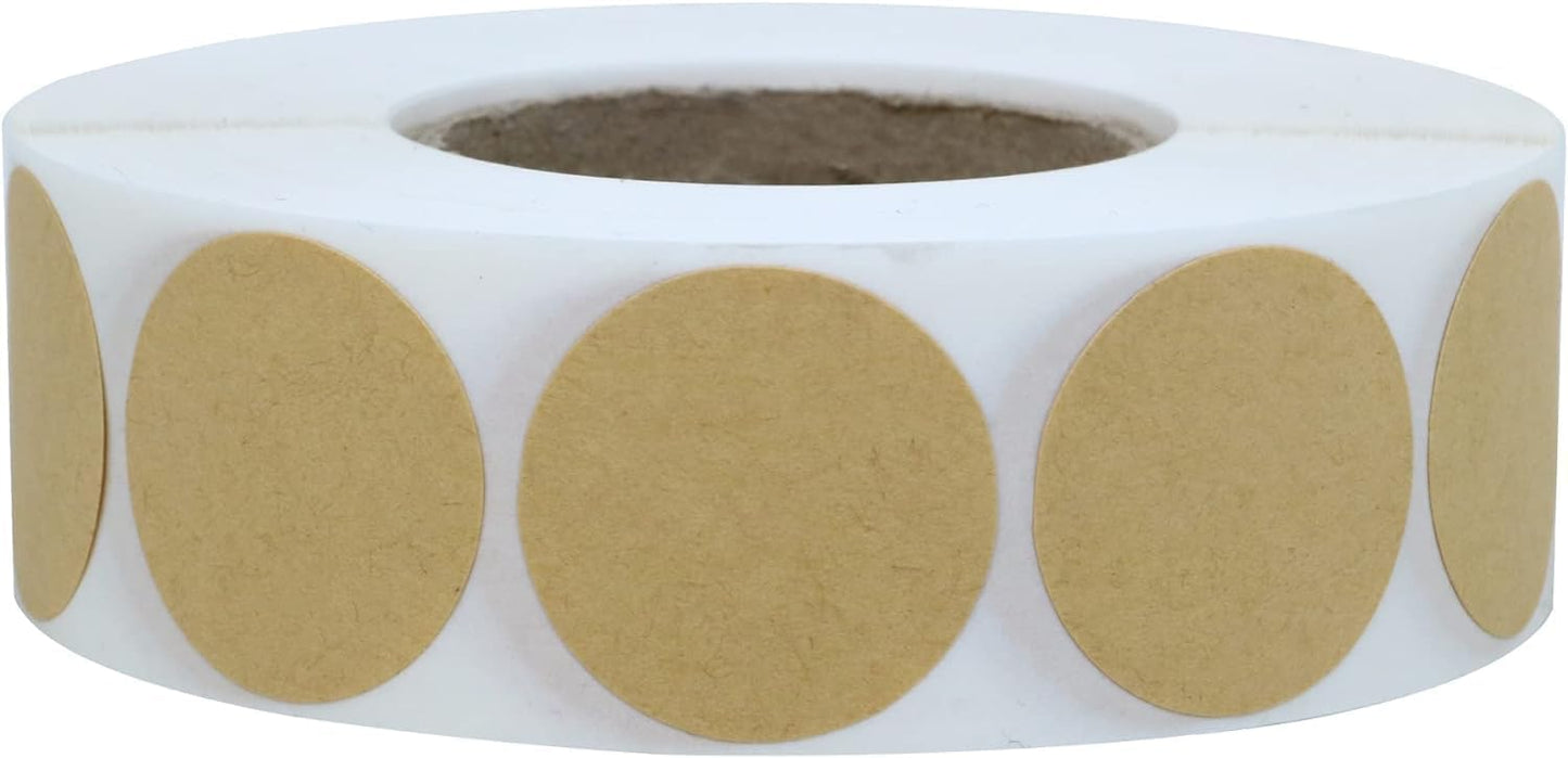 1000PCS Kraft Circle Stickers, 1 Inch Round Blank Garage Sale Price Stickers, Kraft Coding Tag Labels, Brown Natural Envelope Seals for Home, Classroom, Jam, Canning Jar Labels - Image 2