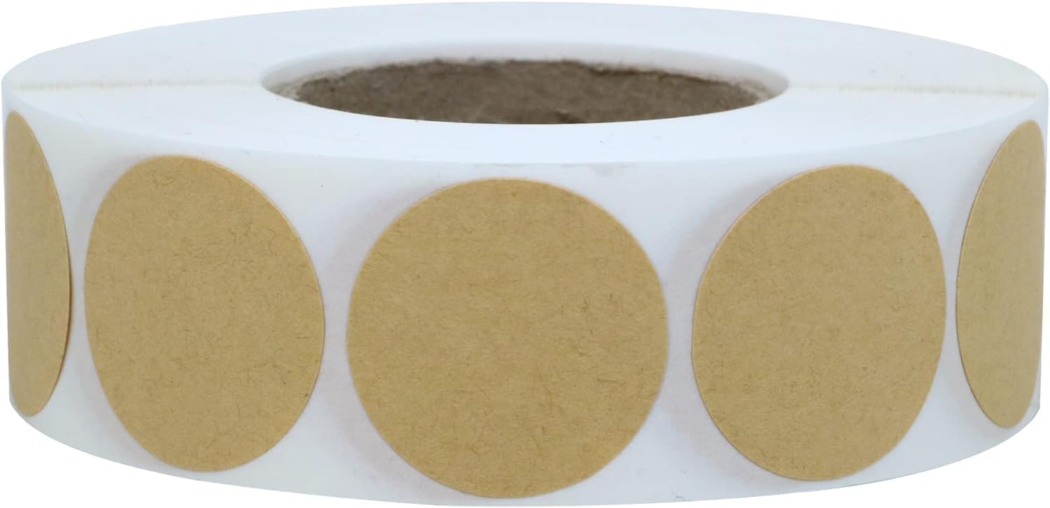 1000PCS Kraft Circle Stickers, 1 Inch Round Blank Garage Sale Price Stickers, Kraft Coding Tag Labels, Brown Natural Envelope Seals for Home, Classroom, Jam, Canning Jar Labels - Image 2