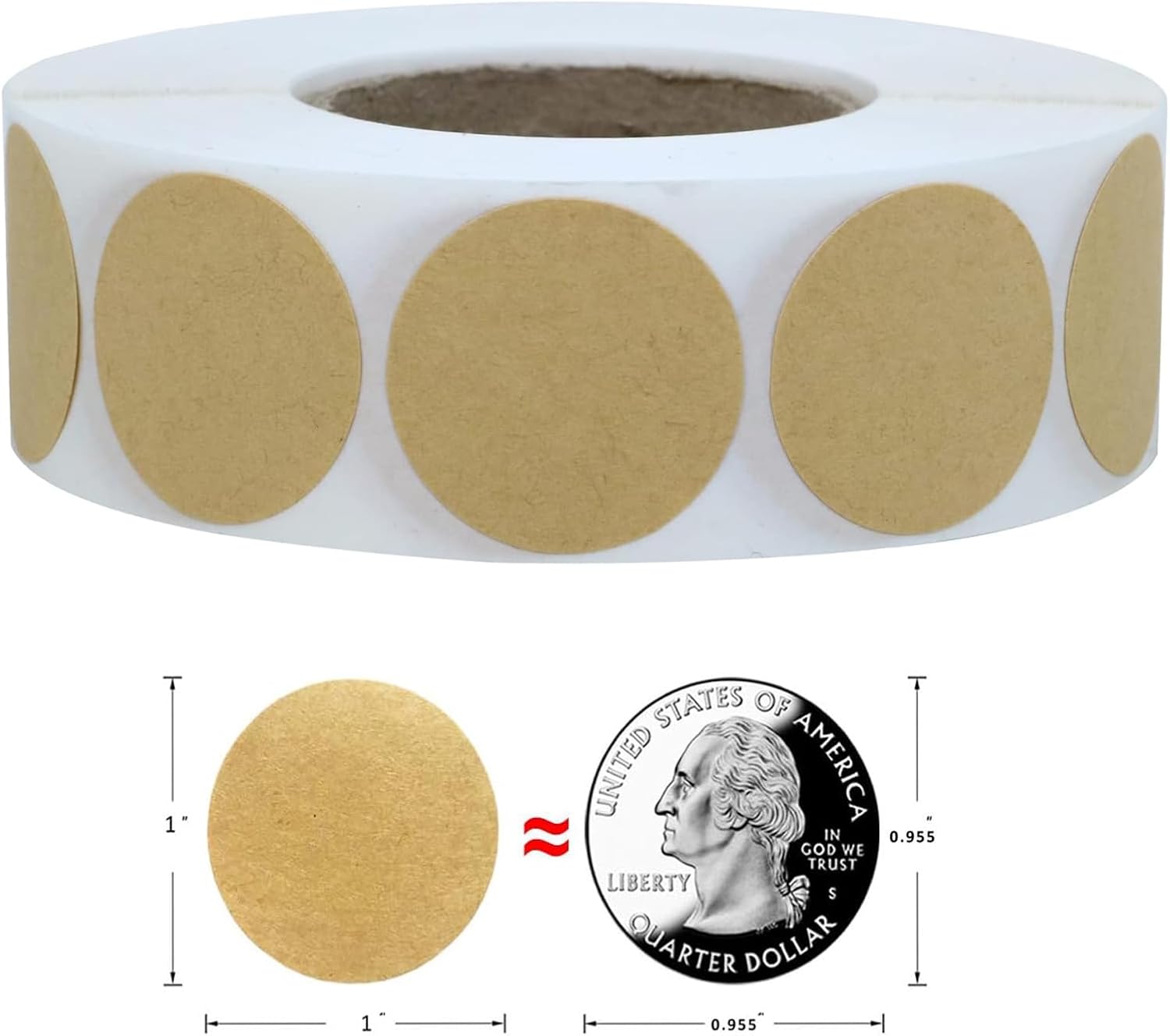 1000PCS Kraft Circle Stickers, 1 Inch Round Blank Garage Sale Price Stickers, Kraft Coding Tag Labels, Brown Natural Envelope Seals for Home, Classroom, Jam, Canning Jar Labels - Image 3