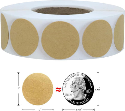 1000PCS Kraft Circle Stickers, 1 Inch Round Blank Garage Sale Price Stickers, Kraft Coding Tag Labels, Brown Natural Envelope Seals for Home, Classroom, Jam, Canning Jar Labels - Image 3