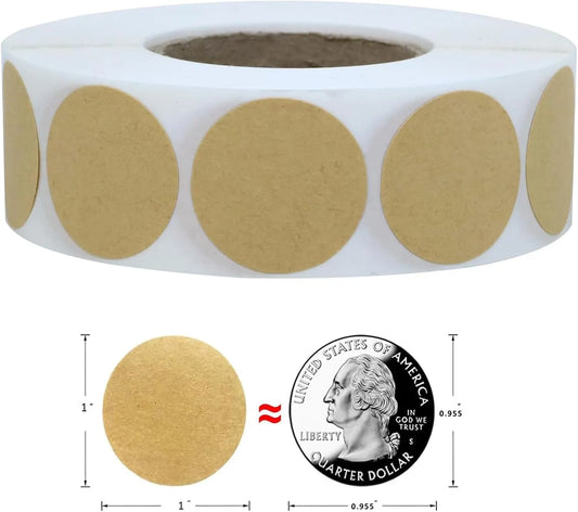 1000PCS Kraft Circle Stickers, 1 Inch Round Blank Garage Sale Price Stickers, Kraft Coding Tag Labels, Brown Natural Envelope Seals for Home, Classroom, Jam, Canning Jar Labels - Image 3