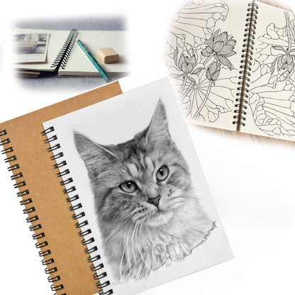 2 Pcs blank Spiral Notebooks, blank page notebook Wirebound Notepads 100 Pages (50 Sheets), 8.25" x 5.7" - Image 3