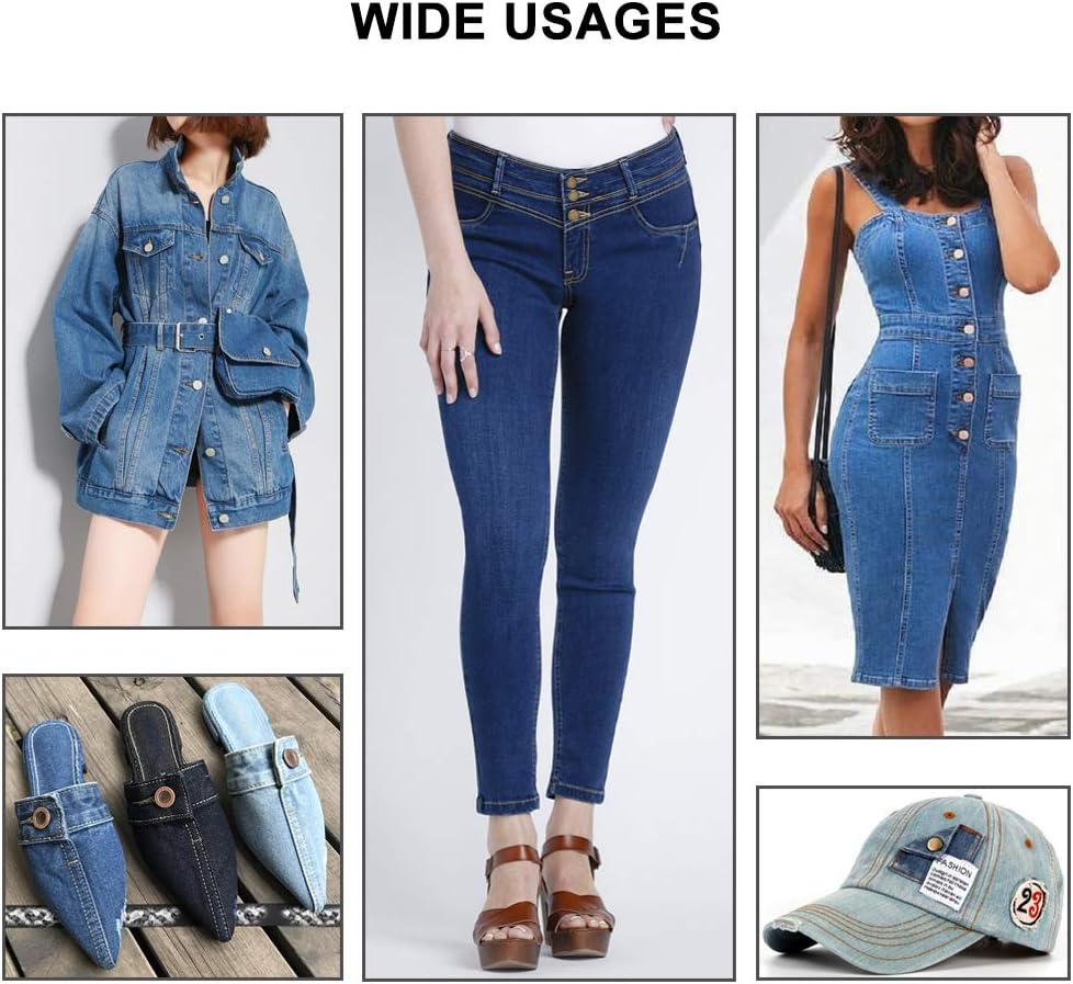 15 Sets Replacement Jeans Buttons, 17mm No-Sew Nailess Removable Metal Jeans Button Replacement Repair Combo Thread Rivets and Screwdrivers - Image 3