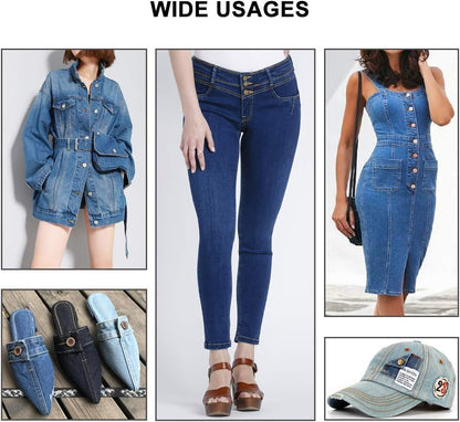 15 Sets Replacement Jeans Buttons, 17mm No-Sew Nailess Removable Metal Jeans Button Replacement Repair Combo Thread Rivets and Screwdrivers - Image 3