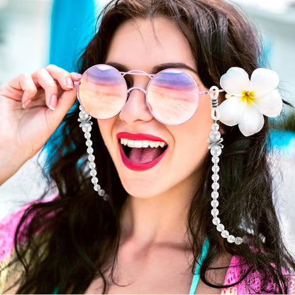 Pearl Eyeglass Chain Anti-slip and Anti-Falling Glasses Chain Eyeglasses String Holder for Women & Girls Sunglasses Mask Necklace Lanyard(White) - Image 2